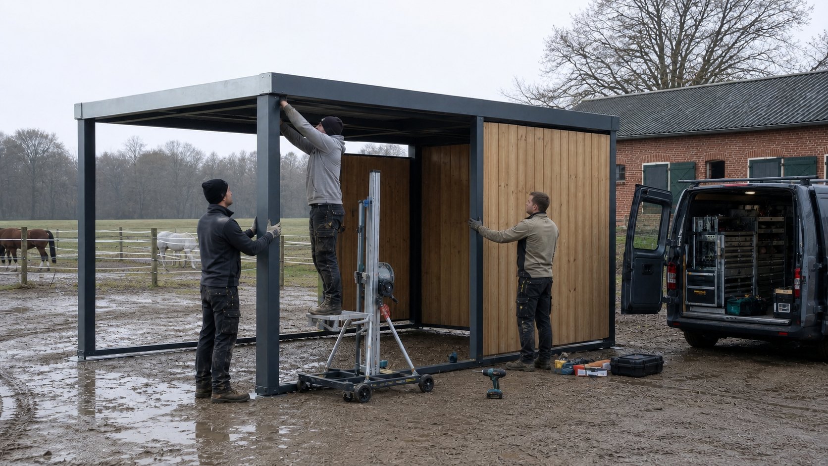 Wittler Montageteam auf einem Reiterhof