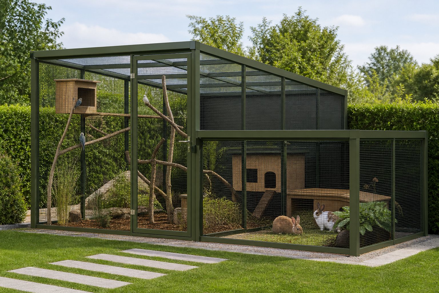 Visualisiertes modulares Wittler Vogel- und Kleintiergehege